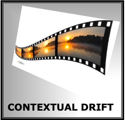 Contextual Drift and a film strip with images of a lake