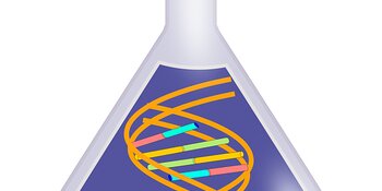 beaker and DNA illustration