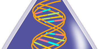 beaker and DNA illustration