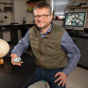 Mark Hauber with eggs