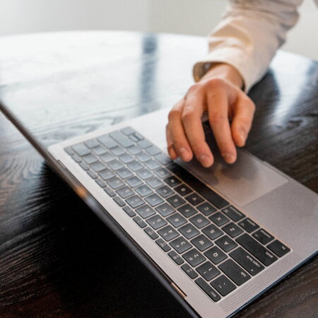 Typing on Laptop